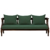 Linton 3 Seater Seater Wooden Sofa in Green Fabric