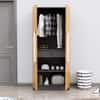 Hexa Red Wooden 2 Door Wardrobe with 4 Shelves in Slate Grey and Giant Wood Colour