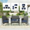 Carry Bird Wicker Patio Furniture Accessorie 4 Seater Sets In Black And Navy Blue Colour