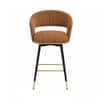 Doe Buck Mixoy Velvet Bar Stool in Emerald Brown Colour with Gold Accents