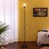 Leighton Black Glass Shade Floor Lamp