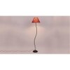 Delilah Maroon Natural Fiber Floor Lamp with Black Iron Base