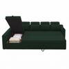 Luna 5 Seater Velvet RHS Pull Out Sofa Cum Bed in Green Color With Storage