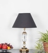 Ashurst Black & Antique Brass Finish Metal And Clear Crystal Glass Table Lamp With Black Cotton Shade
