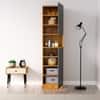 Hexa Red Wooden 2 Door Wardrobe with Hanging Space in Giant Wood and Slate Grey Colour