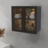 Aluminium Black Profile 2 Brown Tinted Glass Handless Shutters Wall Cabinet In Slate Grey Finish