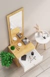 Hexa Red Engineered Wood Dressing Table in Giant Wood and Frosty White Colour
