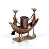 Desert Art Metal Handpainted Golden Boat Pen Stand