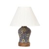 Devansh Off-White Cotton Straight Pleated Shade Lamp With Wood & Mosaic Glass Base For Decoration/Office/Home/Gifting/Study For Decoration/Office/Home/Gifting/Study
