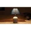 Turquoise Jute with White Brushed Wood Table Lamp