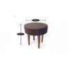 Nayla Solid Wood Stool in Grey Velvet Fabric