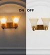 Sutton 2 Light Wall Fitting In Brass And Black Finish Metal With White Glass