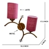 Devansh Metal Electric Wall Light in Gold Colour with Pink Shade Count of 2 Lights