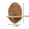 Natural Color Hand Carved Wooden Wall Shelf Wall Décor With Light Brown Shade