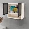 Aluminium Black Profile 2 Tinted Glass Handless Shutter  In Highland Pine Finish