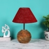 Maroon Jute with Natural Wood Table Lamp
