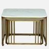 Metlax Square Metal Nesting Coffee Table Set Gold Finish White Porcelain Top Set Of 2