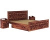 Moglis Solid Wood Queen Size Bed With Drawer Storage Bed In Teak Finish