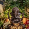 Copper Fiber Glass Lotus Ganesha Indoor Water Fountain
