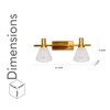 Ainsley 2 Light Brass and Glass Wall Lamp