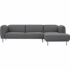 Scandinavian Mira Three Seater Right Chaise Sofa Matte Black Finish