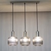 DEMARIUS Linear Cluster Hanging Pendant Light In Blue Glass And Chrome Finish Metal