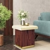 Gabriele Onyx Composite and Teak Wood Square Side Table In Dark Teak Finish