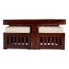 Palladio Sheesham Wood Accent Coffee Table Set With 4 Stools In Honey Finish