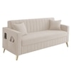 Convil Velvet 3 Seater Sofa in Cream Color