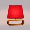 Devansh Red Cotton Table Lamp With  Wood Natural Base -4