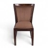 Newport wood Set of 2 Dining Chairs in Taupe Brown Velvet Upholstery with PROVISIONAL TEAK FINISH