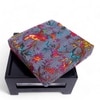 Kumkum Rosewood Foot Stool with Bird Print Grey Kantha Cushion