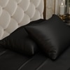 Stoa Paris Satin Pillow Covers,  Premium Plain Pillow Cover Set of 2, 68L x 45W cms - Midnight Black