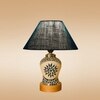 Devansh Conical Turquoise Jute Shade Lamp With Wood & Mosaic Glass Base For Decoration/Office/Home/Gifting/Study For Decoration/Office/Home/Gifting/Study -(10X10X14.5) Inches -A