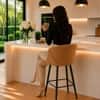Doe Buck Velvet Counter Height Bar Stool in Brown Colour