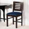 Rosslyn Sheesham Wood Dining Chair in Mahogany Finish & Navy Blue Velvet Cushion Seat