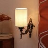 Devansh Metal Electric Wall Light in Antique Gold Colour with off-white Shade Count of 1 Light