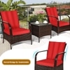 Carry Bird Wicker Patio Furniture Outdoor Balcony Chairs In Brown And Red Colour