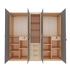 Tometrove Wardrobe Cum Bookcase Grey And Beige Teak