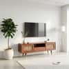 Anaya Solid Wood 2 Door Rattan Designed Tv Cabinet In Honey Ook Finish