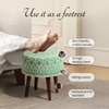Botanic Fabric Wooden Ottoman in Green Color Set of 2