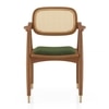 Aubrey Solid Wood Accent Armchair In Amber Walnut Finish with Moss Green Colour