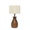 Devansh Off White Cotton Table Lamp With  Wood Natural Base  (7X13 Inches)-2