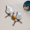 Devansh Metal Electric Wall Light in Gold Colour with White Shade Count of 2 Lights