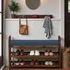 Lundeborg Solid Wood Shoe Rack with Seating in Walnut Brown finish
