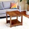 Camden Sheesham Wood Contemporary Square Coffee Table In Natural Teak Finish