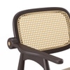 Aubrey Solid Wood Accent Armchair In American Walnut Finish with Taupe Leatherette Colour