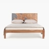 Mazi Solid Wood Queen Non Storage Bed in Grey Colour