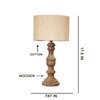 Devansh Off White Cotton Table Lamp With  Wood Natural Base  (7X17.5 Inches)-2