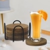 Metalsmith Wooden Coaster Set of 6 with Stand Natural Finish